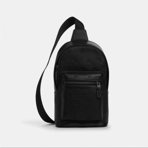 NWT！COACH WEST PACK WITH STAR PRINT (COACH CW383) GUNMETAL/BLACK - Picture 6 of 9